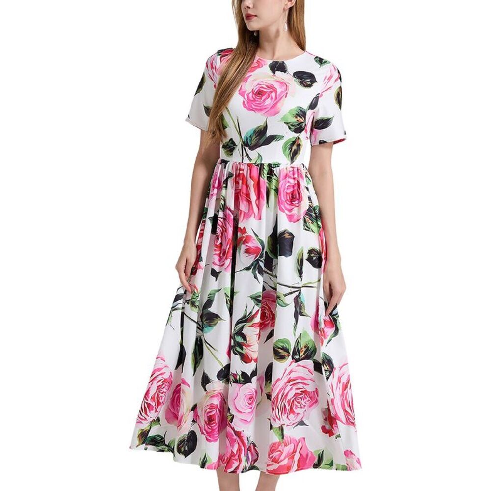 Elaine Womens Printed Midi Dress